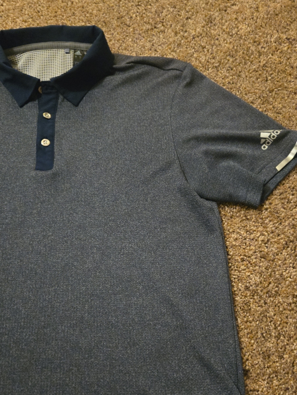 Adidas Men's Heather Navy Polo with Contrast Collar